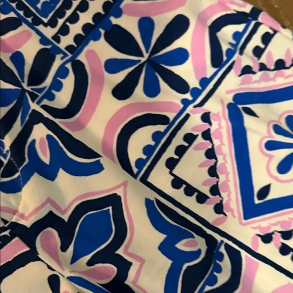 Zara Blue and Pink Patterned Wide Leg Pants - Picture 4 of 6